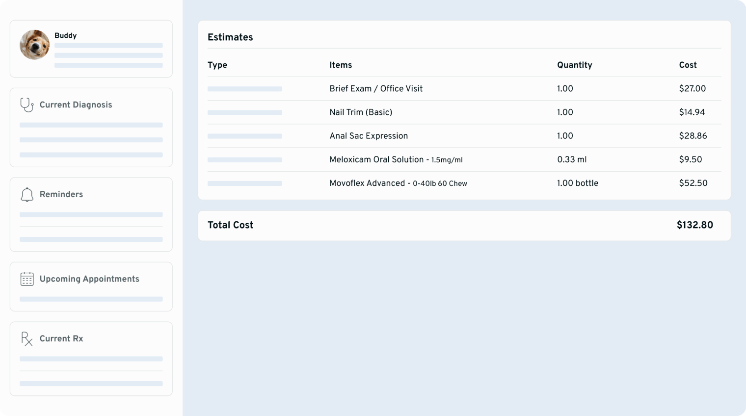 Screenshot of Nectar's Invoice estimate screen